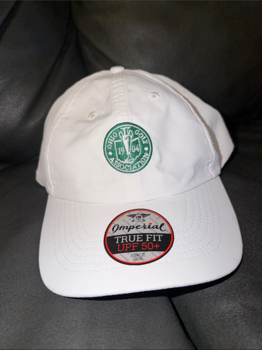 White Golf Cap with Green Ohio Golf Association Patch pga new